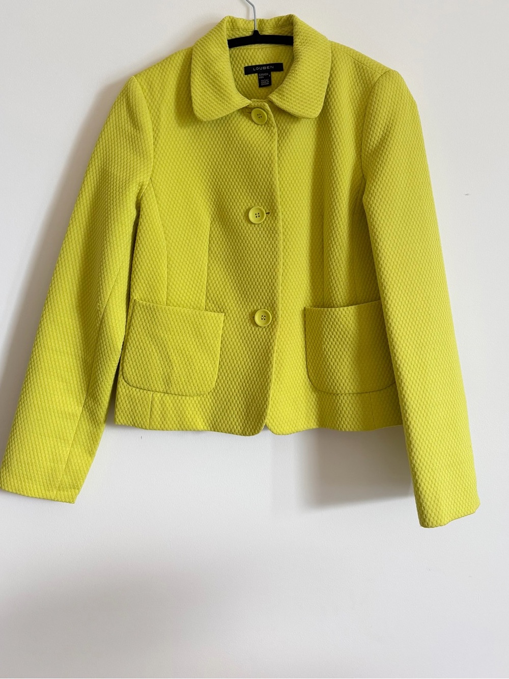 Loeffler Randall Women's Bright Chartreuse Textured Button Jacket